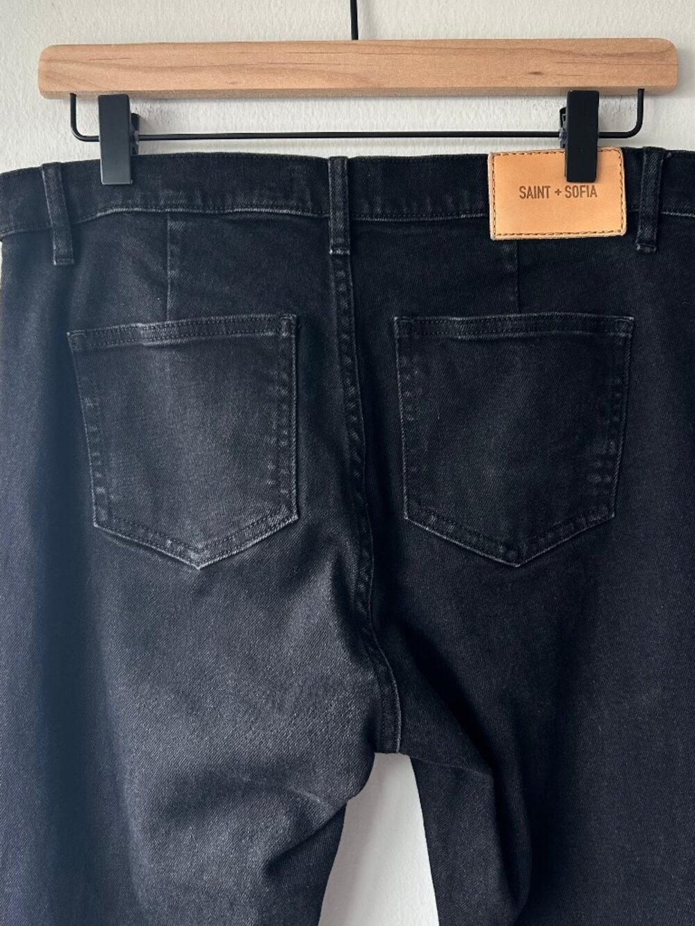 Saint + Sofia Bowie Stretch Flare Jeans Black Wash Patch Pocket Size 8 - Picture 4 of 9